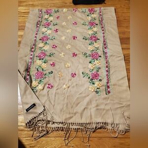 Cashmere Tan Shawl Scarf Womens 27"×76"